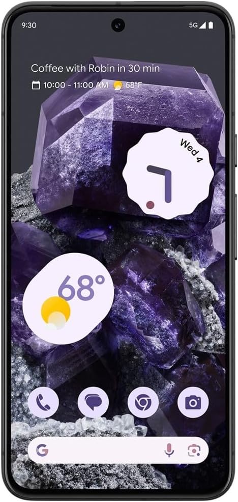 Google Pixel 8 in Obsidian, voorzijde